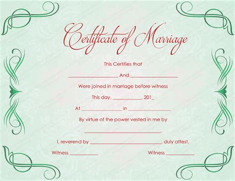 free editable marriage certificate template.